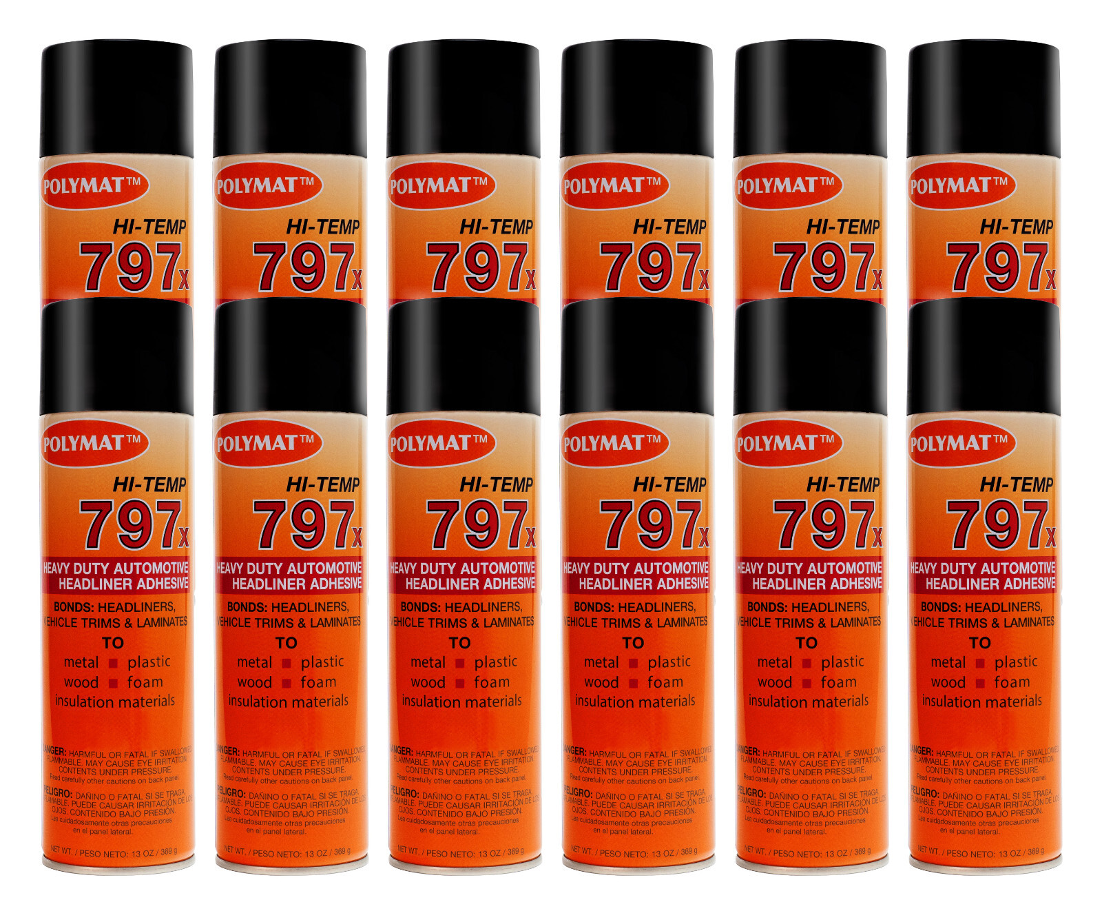QTY12 Polymat 797 Hi-Temp Spray Adhesive headliner dash trunkliner 160F glue