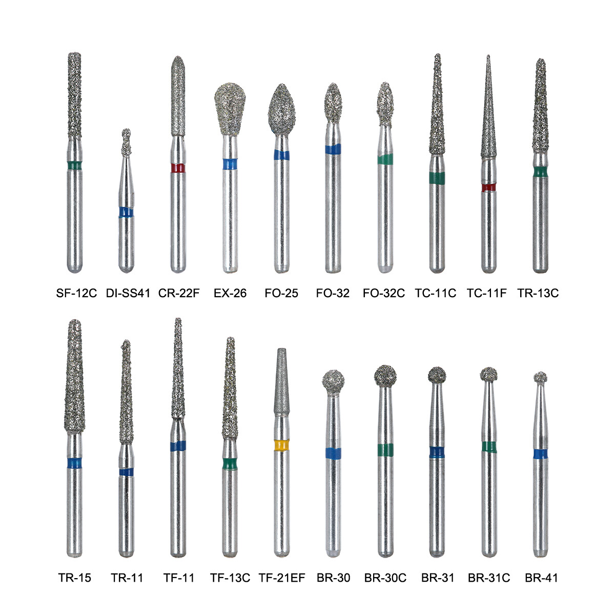 5PCS AZDENT Dental Diamond Burs Friction Grip For High Speed Handpiece Turbine