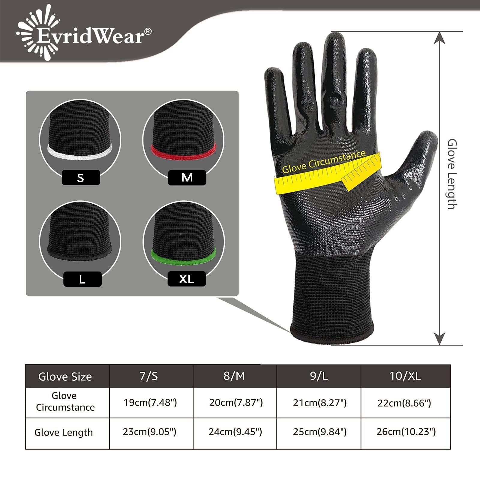 EvridWear 12 Pairs Lightweight Nitrile Coated Grip Work Gloves