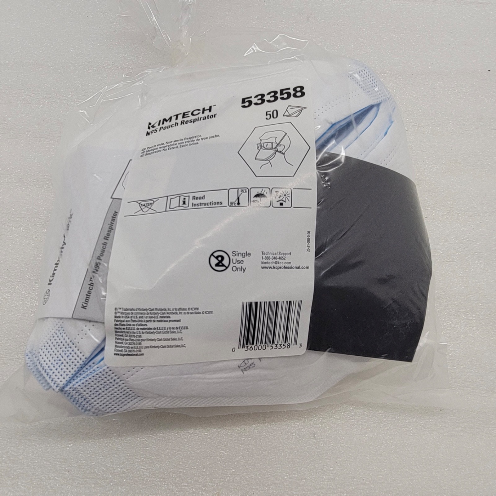 Kimberly-Clark KIMTECH N95 Pouch Respirator 53358 Pack of 50