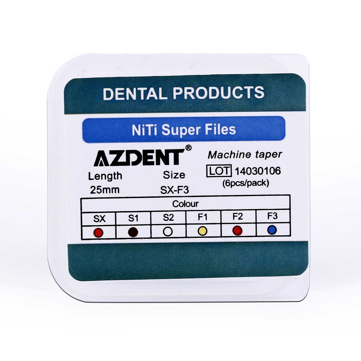 AZDENT Dental Endo Rotary Files Gold Taper NITI Endodontic Root Files SX-F3 25MM
