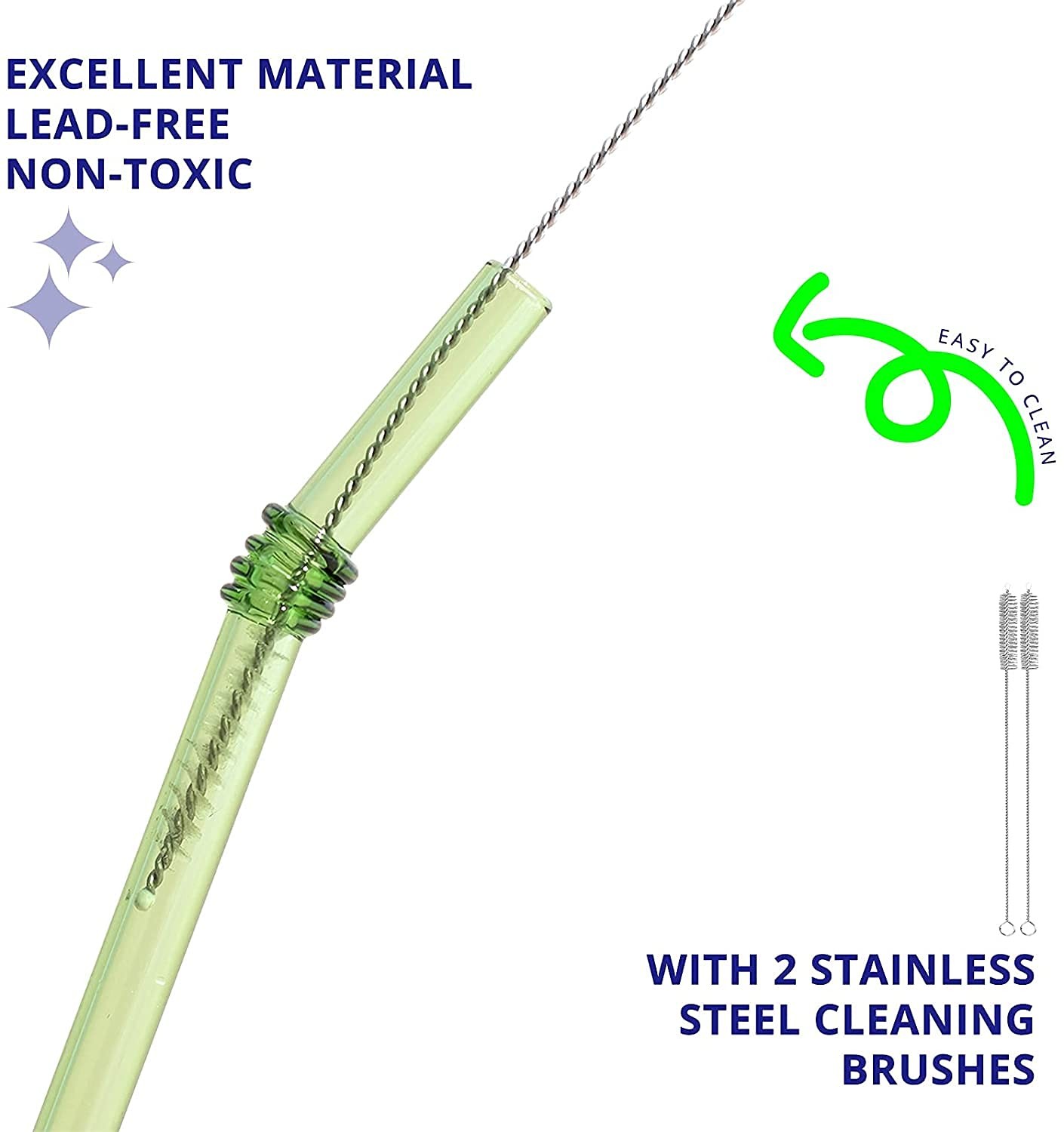 8 Pack EMPO Glass Straws Colored – 8″ x 8mm Perfect One Size, Multicolor