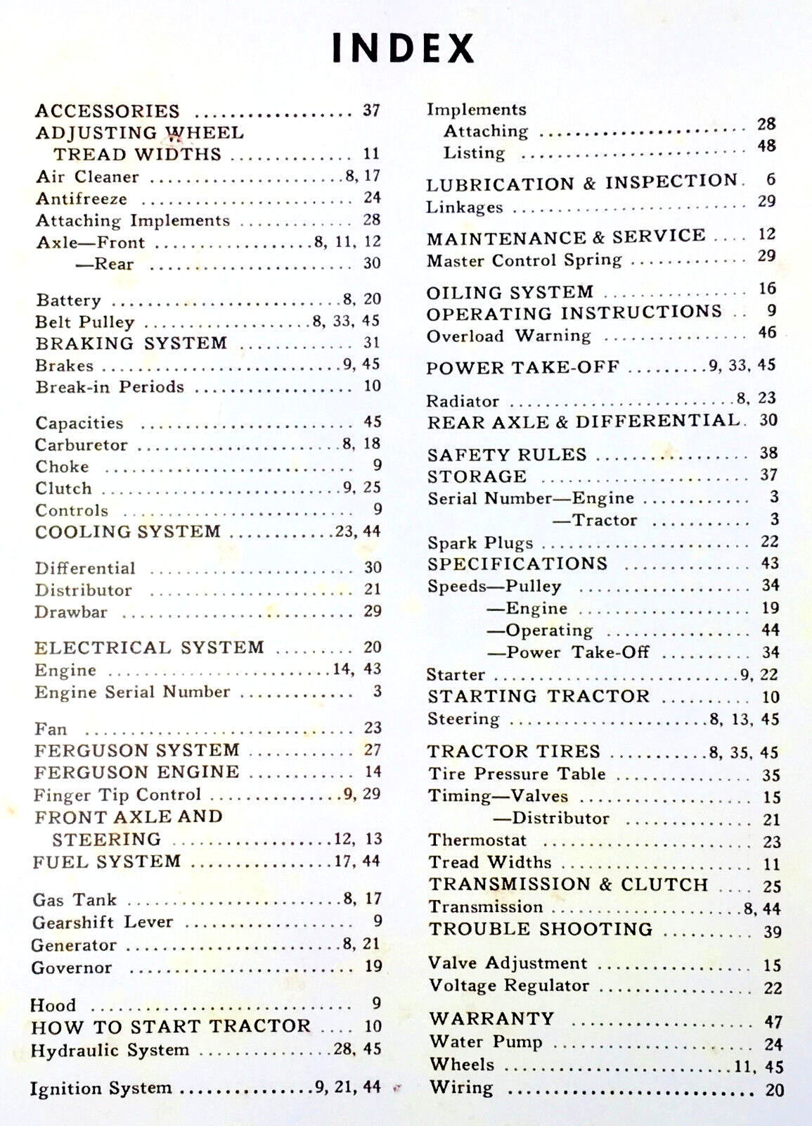 Ferguson To-20 Tractor Owners Operators Manual Maintenance Operation Ford Harry