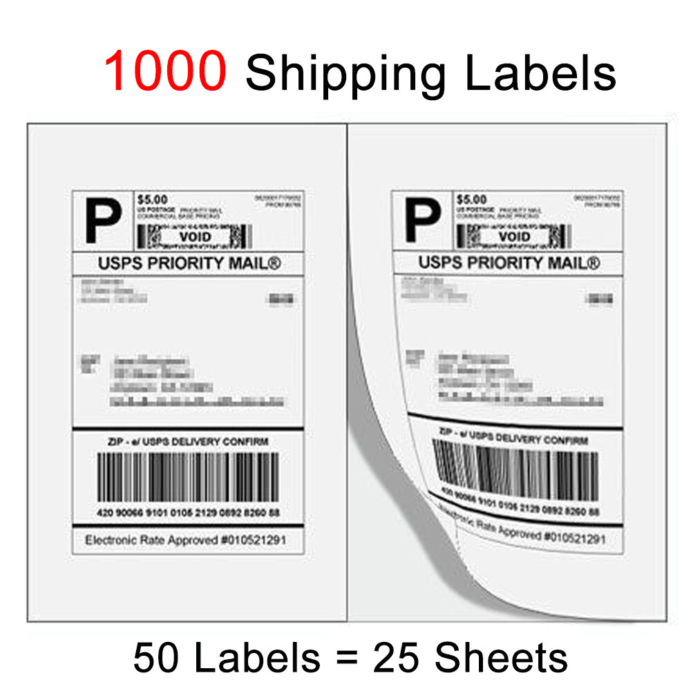 1000 Premium 8.5″ X 5.5″ Half Sheet Self Adhesive Shipping Labels 2 Per Sheet