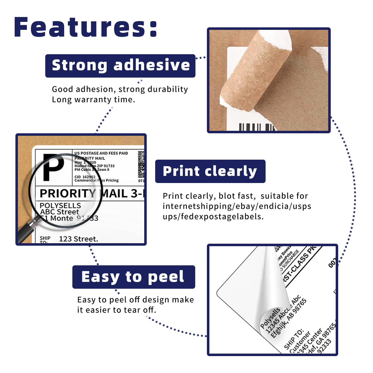 4″x6″ Direct Thermal Shipping Labels for Zebra&Rollo Printers Fanfold and Rolls