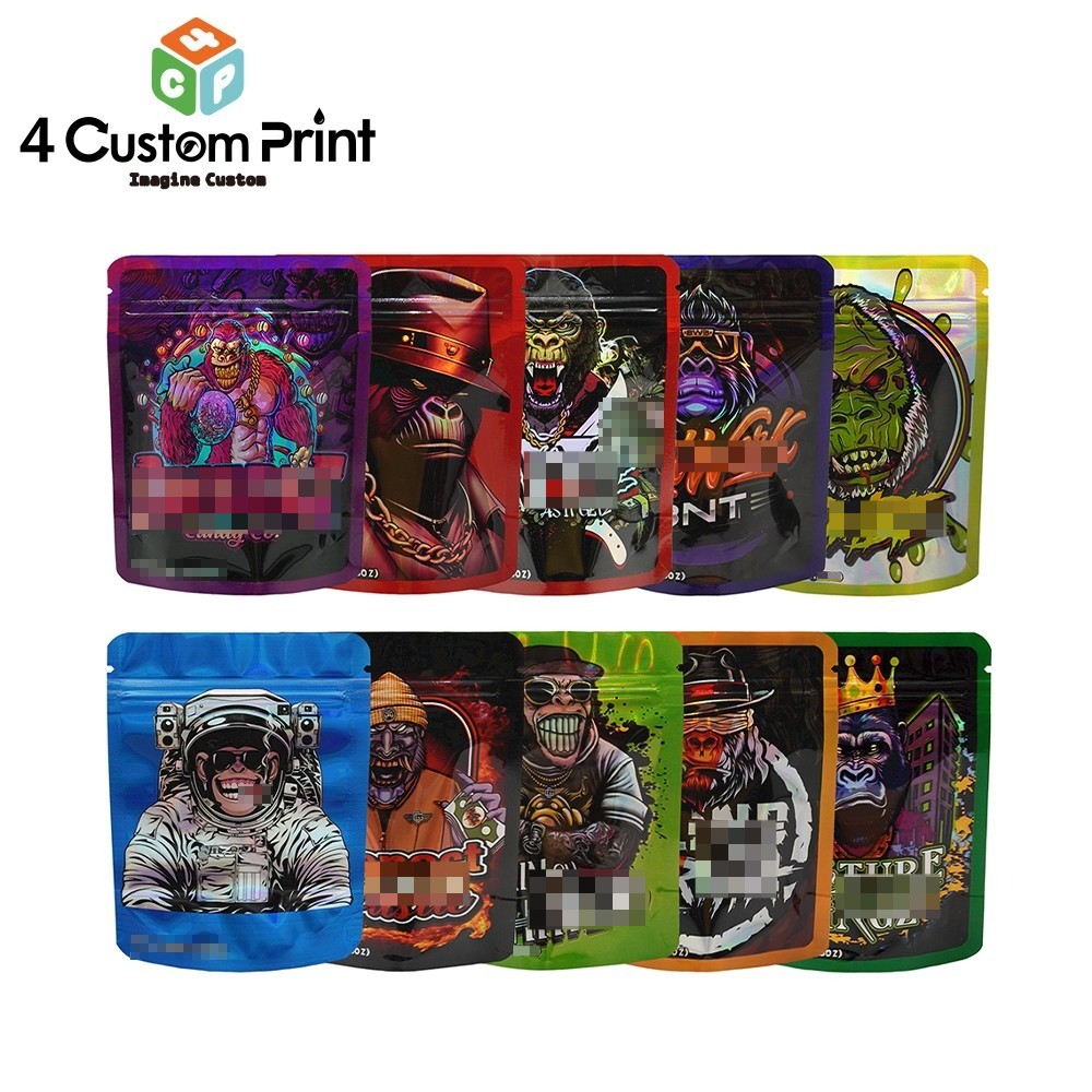 100pcs Mixed Pack Stand Up Mylar Bags Smell Proof Food 3.5g Zip Seal Foil Pouch