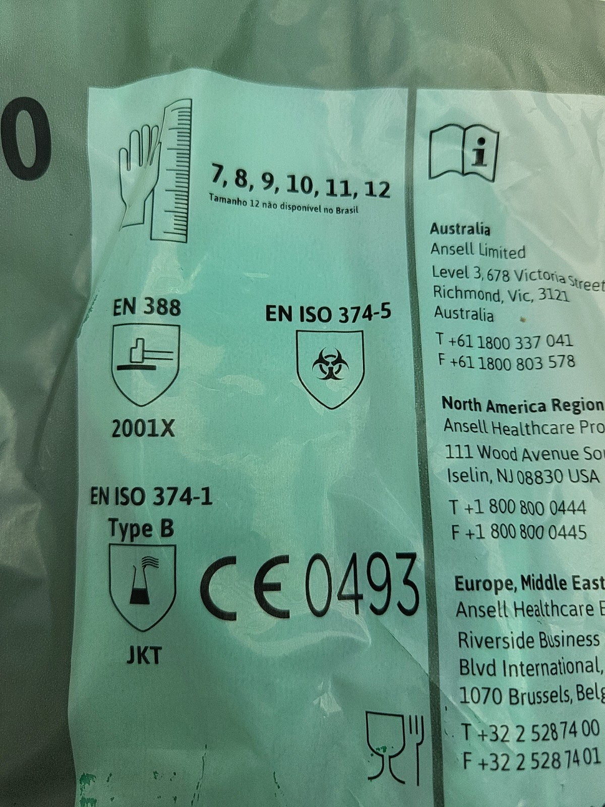 12 Pair Ansell 37-200 Light Green Nitrile Rubber Gloves Kitchen Washing Up Large