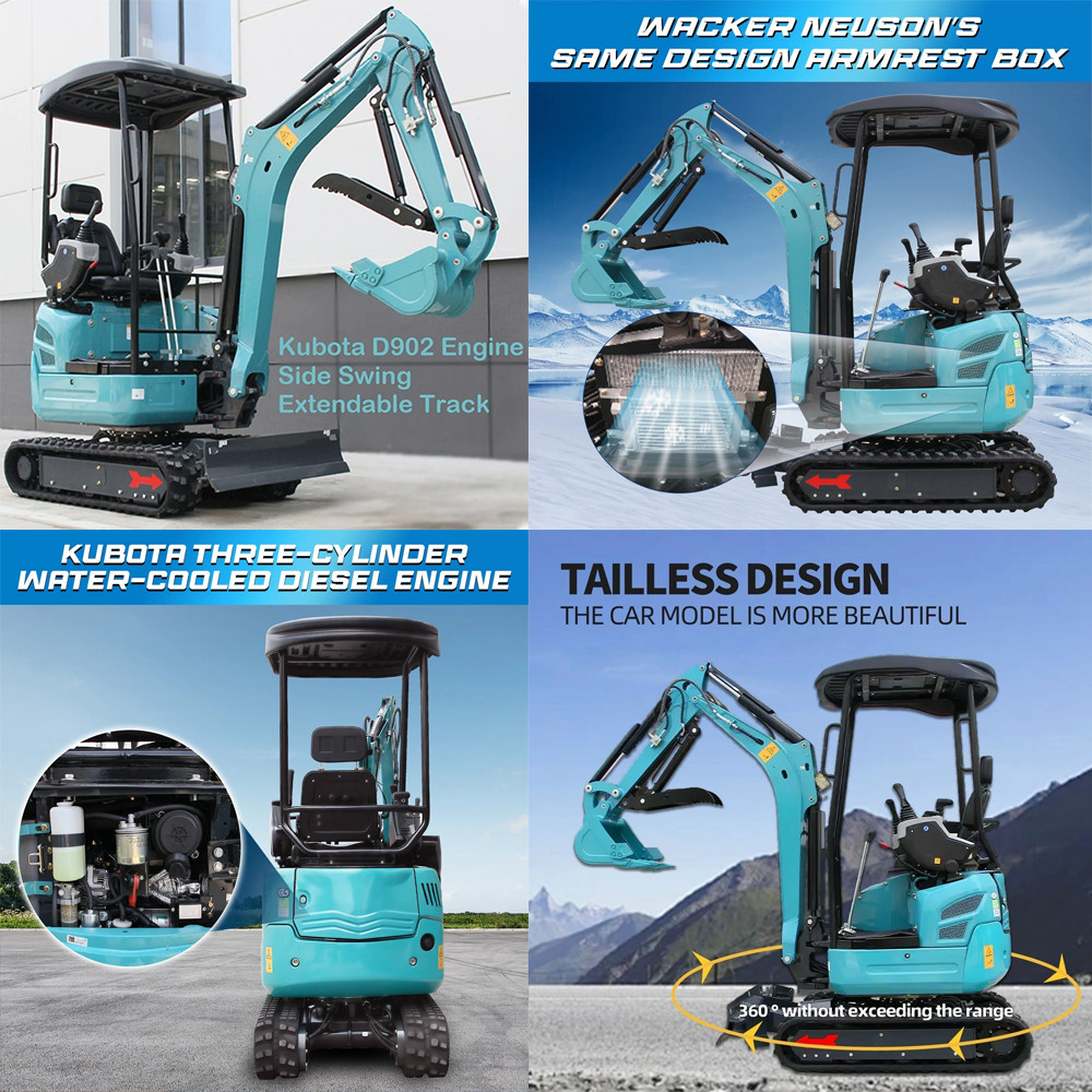 2.5 Ton Mini Excavator Kubota D902 Engine Extendable Track Side Swing Digger EPA