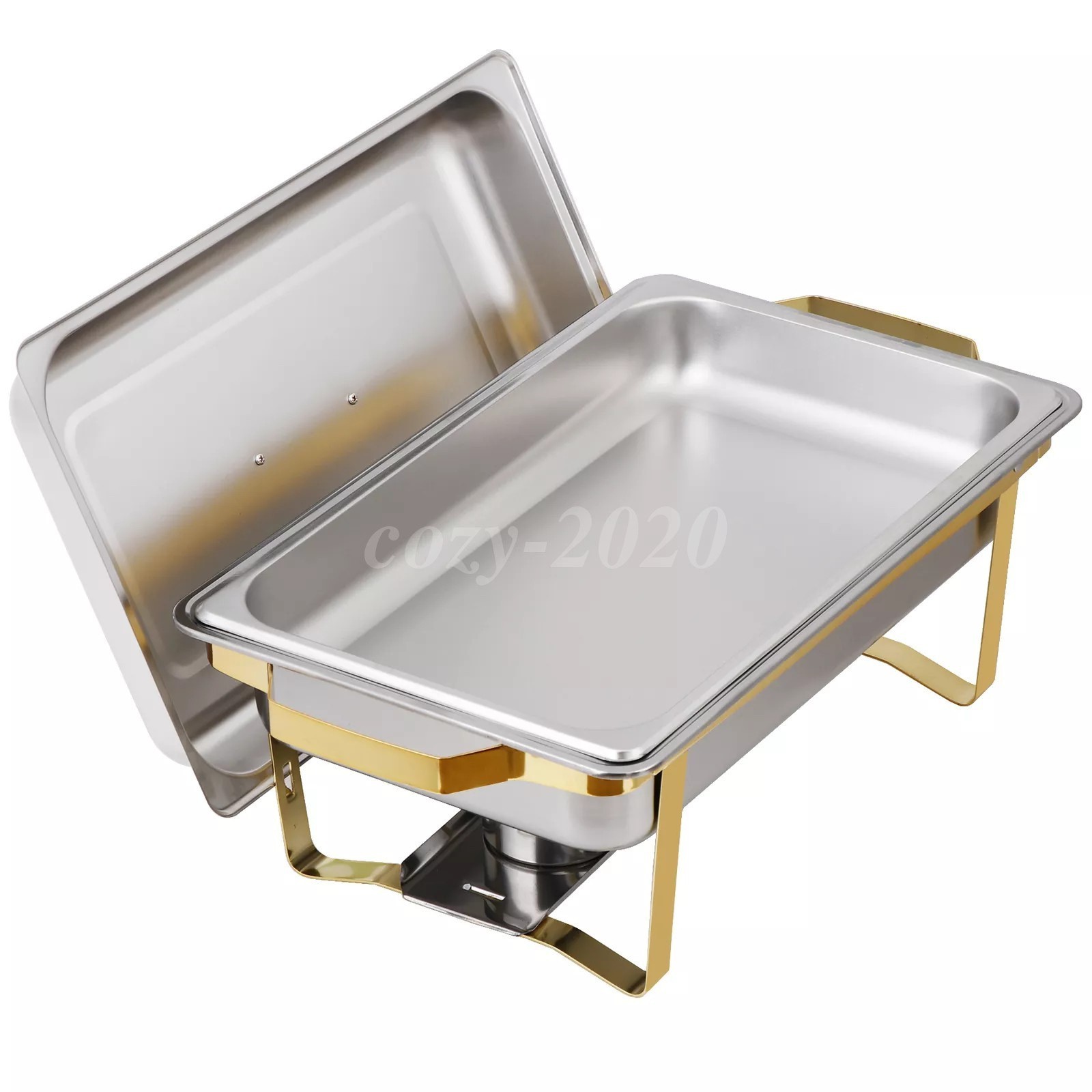 4 Pack Chafing Dish Buffet Set 9QT Stainless Steel Chafing Dishes Gold & Silver