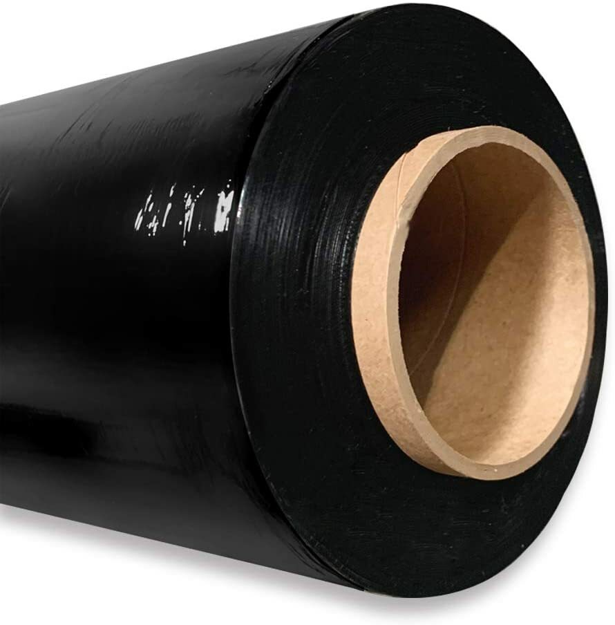 80 GAUGE – 4 Rolls Black Shrink Wrap Stretch Film 18″ X 1000′ Total 4000 FT