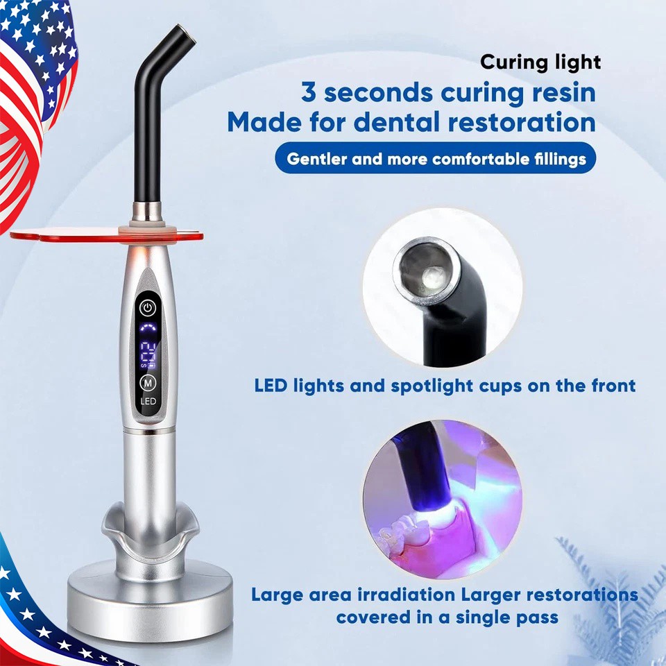 Dental LED Cure Curing Light Lamp 2000mw 5W Tool Resin Cure Cordless Wireless