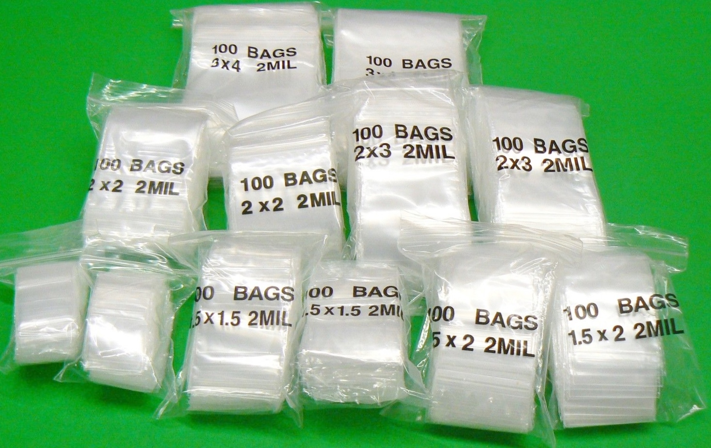 1200 Bags Assorted 2mil Clear Reclosable Assortment 6 Sizes 200each – 1×1 To 3×4