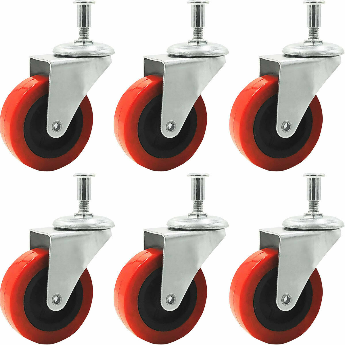 6 Pack Heavy-Duty 2″ LOW PROFILE Swivel Caster Wheel for Creeper Service Cart St