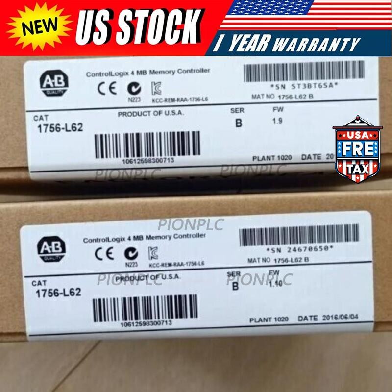 Allen Bradley 1756-L62 ControlLogix Logix5562 Processor 4MB FW 1.10 NEW