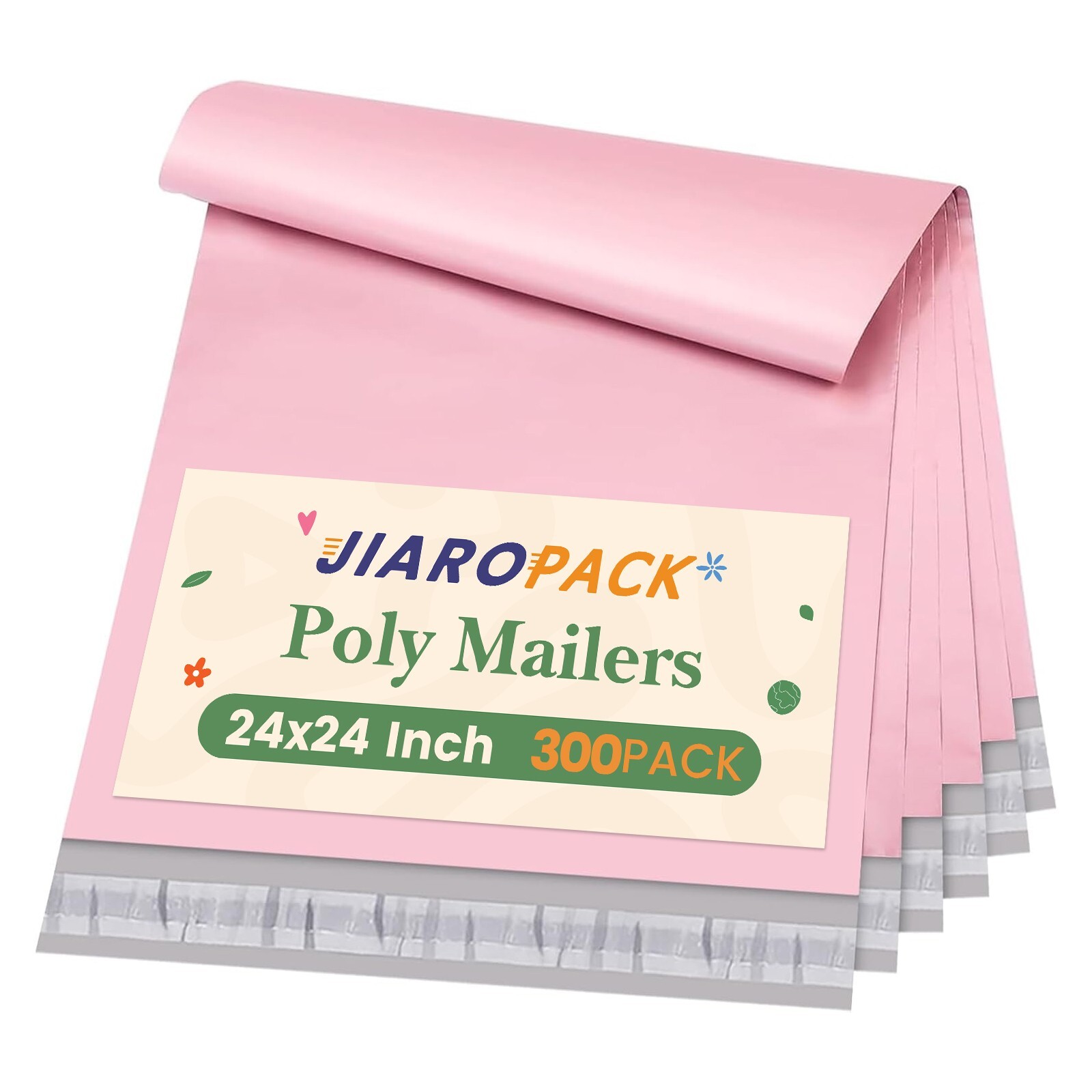 300x Large Poly Mailers 24×24″ Shipping Bags for Clothes Business Light Pink