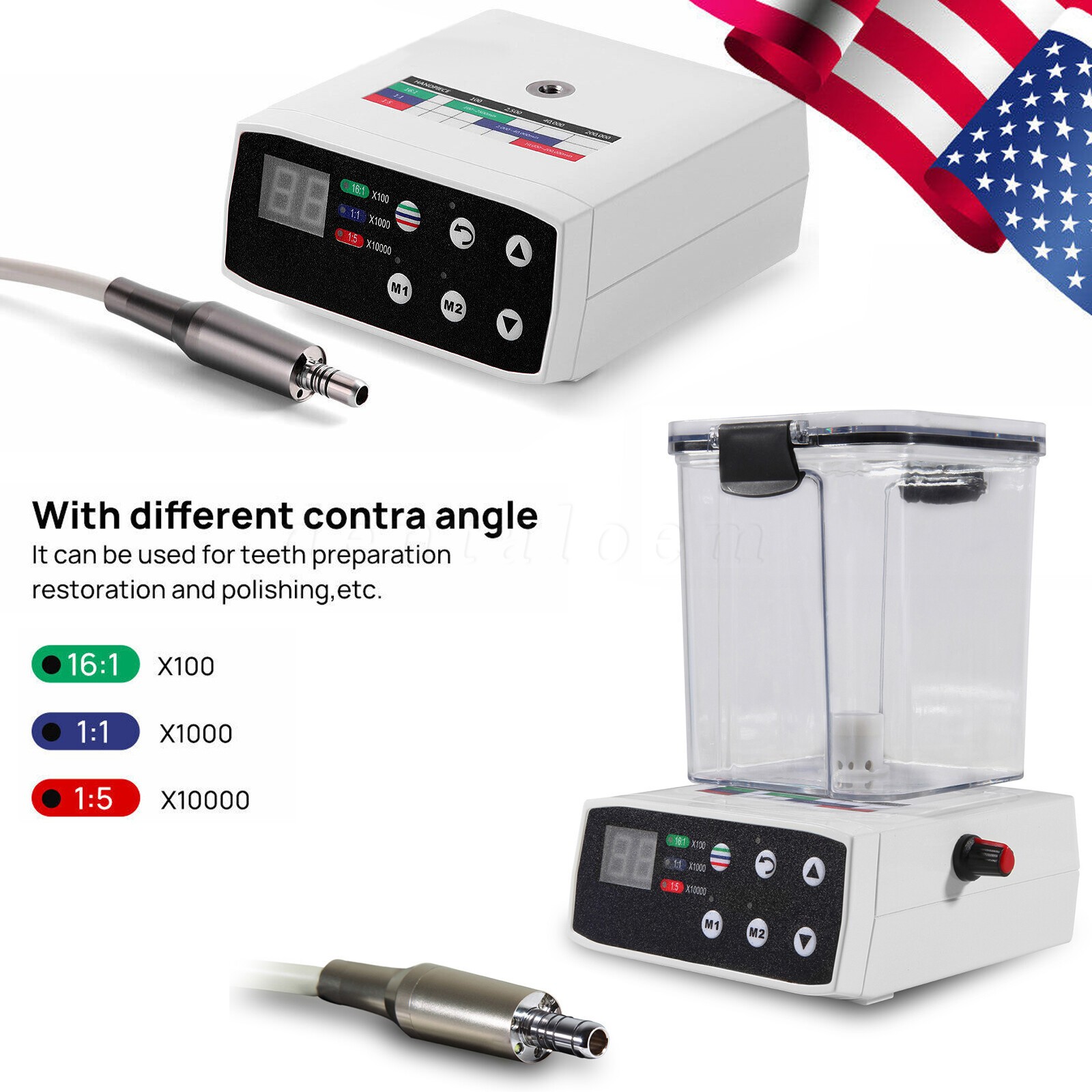Woodpecker Style Dental Electric Motor 1:5 High Speed Handpiece Contra Angle 1:1