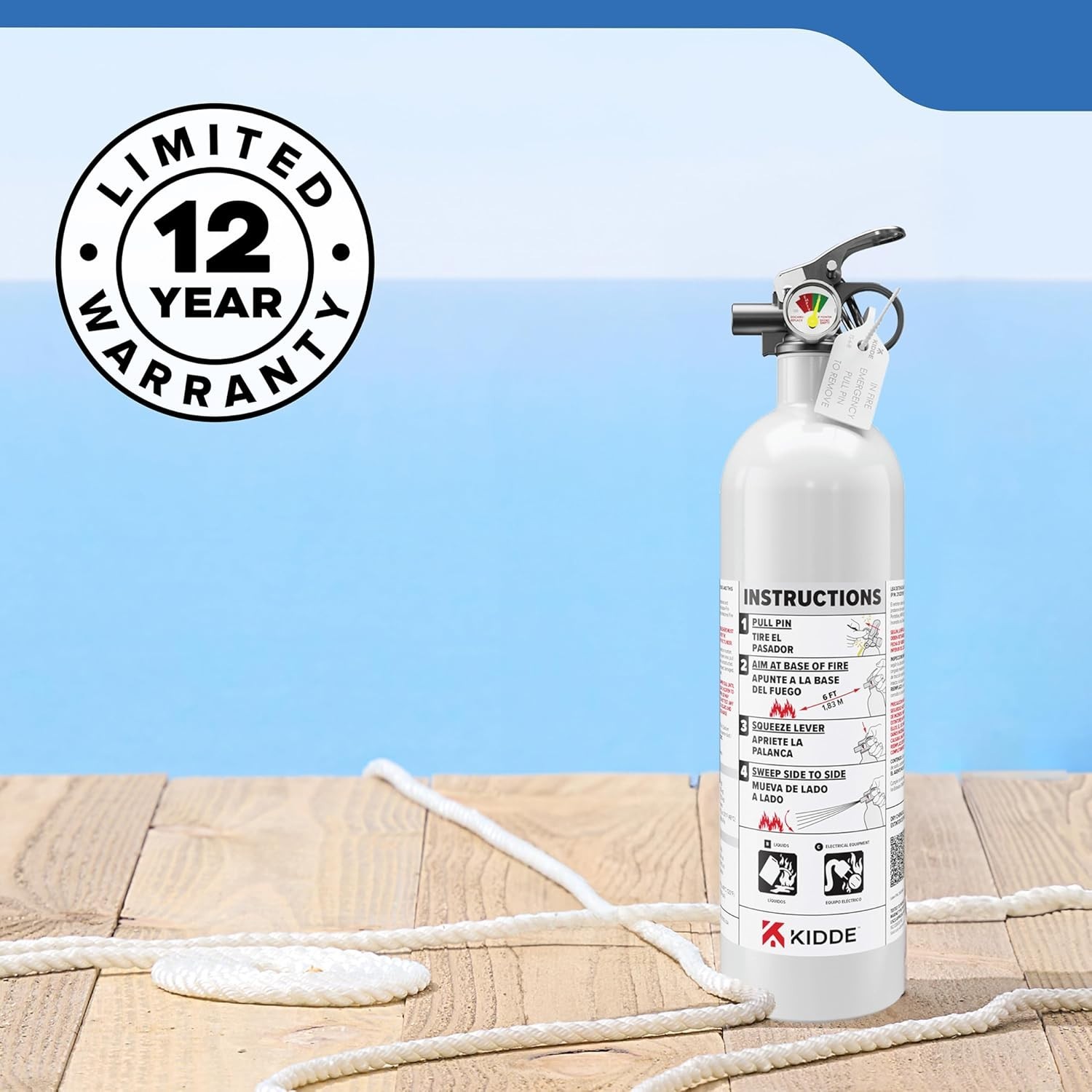 Fire Extinguisher for Boats – Single Use 5BC Marine Safety Compact Emergency