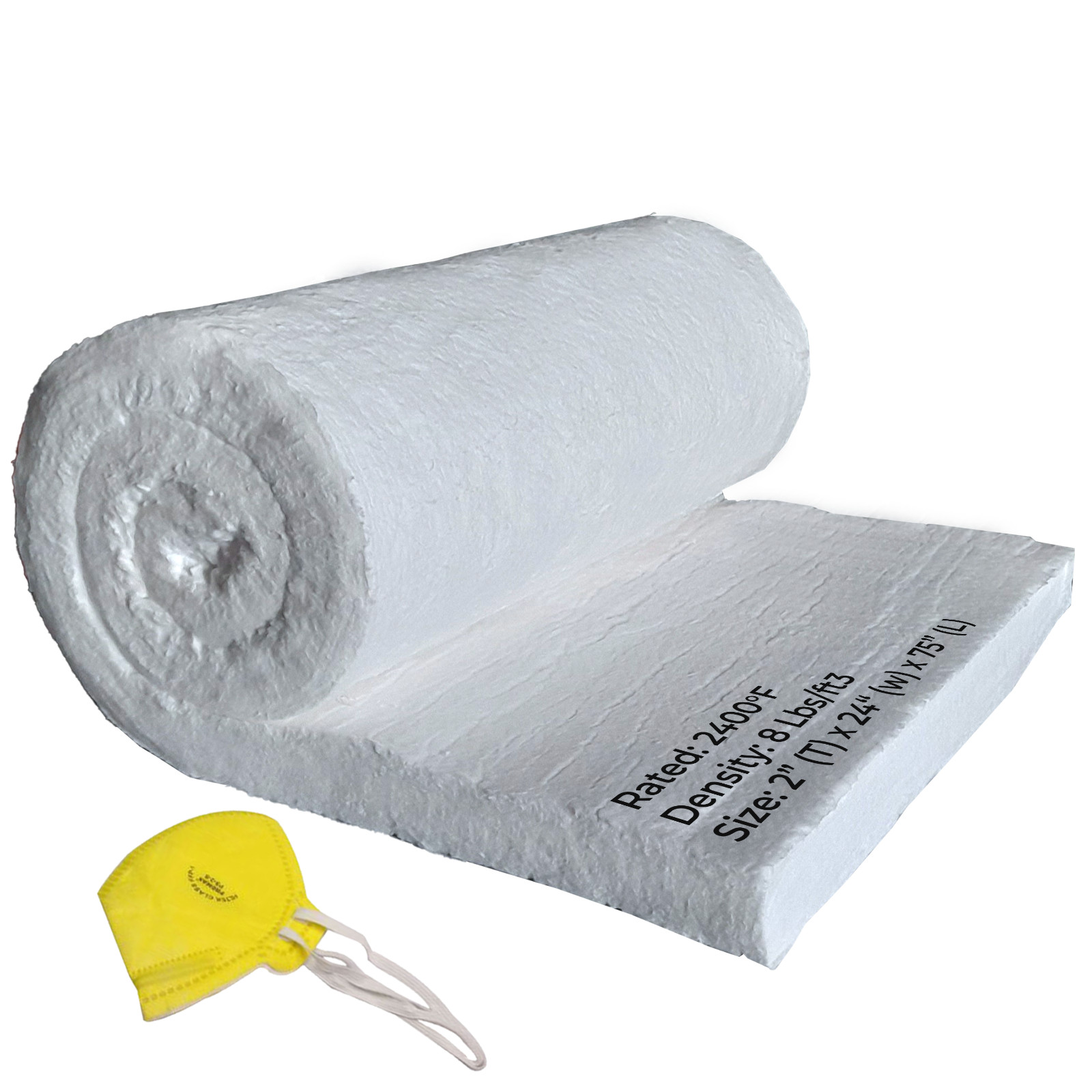 Ceramic Fiber Blanket , 2400F 8# – High Temp Thermal Insulation – 2″x24″x75”