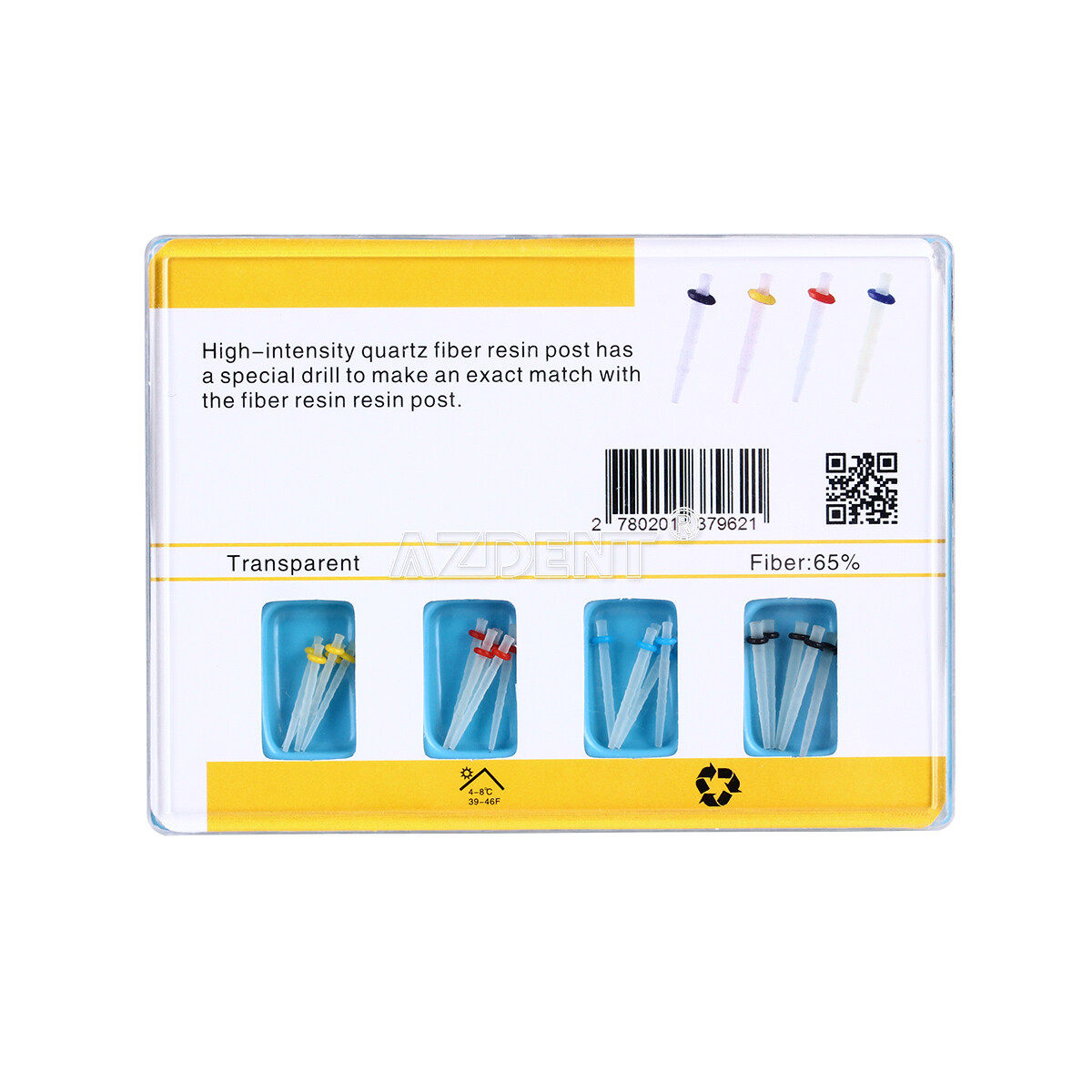 5 Packs Dental High-intensity AAA Fiber Posts Resin Screw Thread Glass 4 Drills