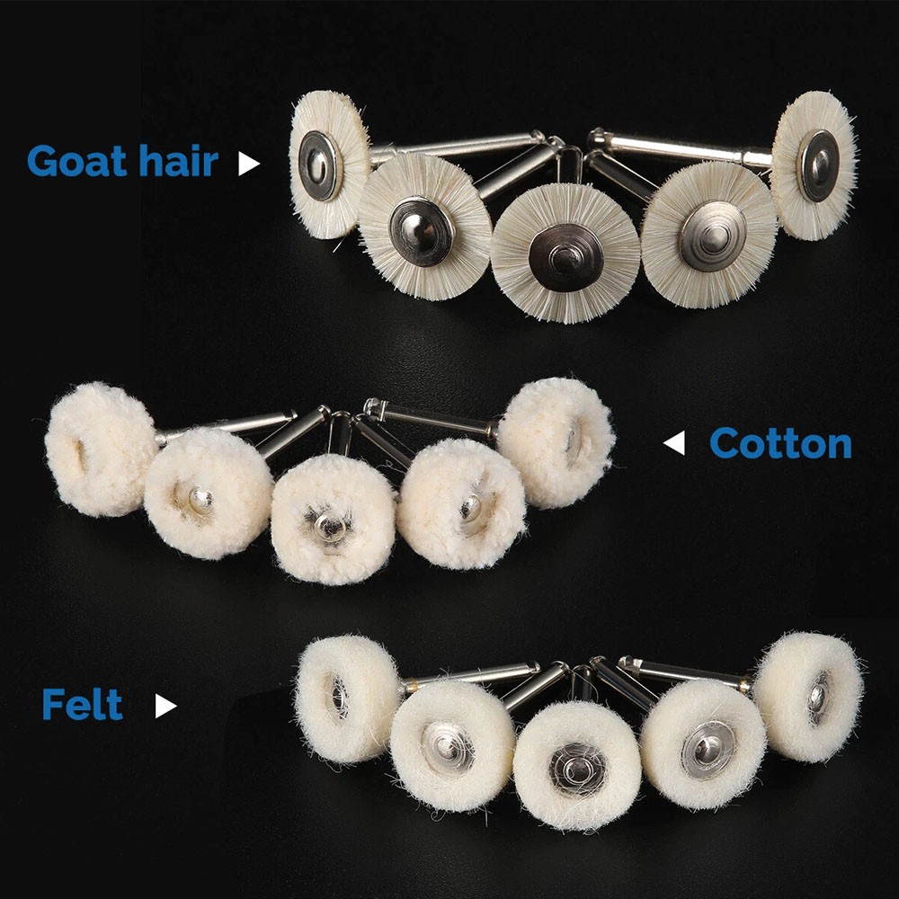 Dental Polishing Brush Wheels Goat Hair/Felt/Cotton Contra Angle RA Latch Type