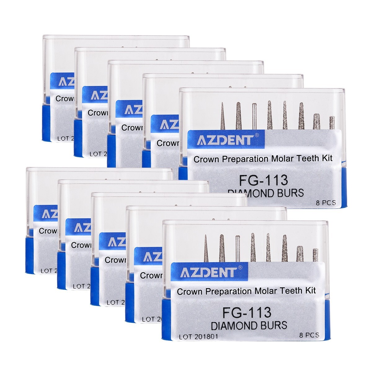 AZDENT Dental High Speed Diamond Burs Crown Preparation Molar Teeth Kit FG-113