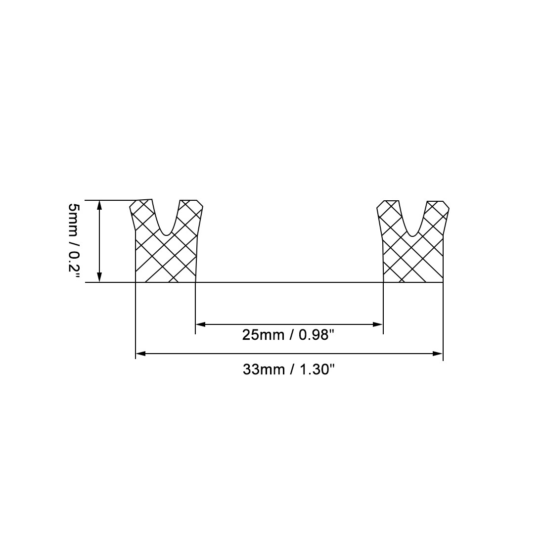 Hydraulic Seal, Piston Shaft USH Oil Sealing O-Ring, 25mm x 33mm x 5mm