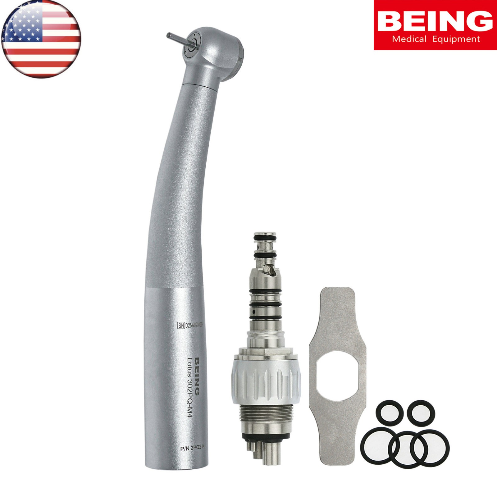 US BEING Dental High Speed Handpiece 4Hole Fiber Optic LED Coupler fit KAVO 6Pin