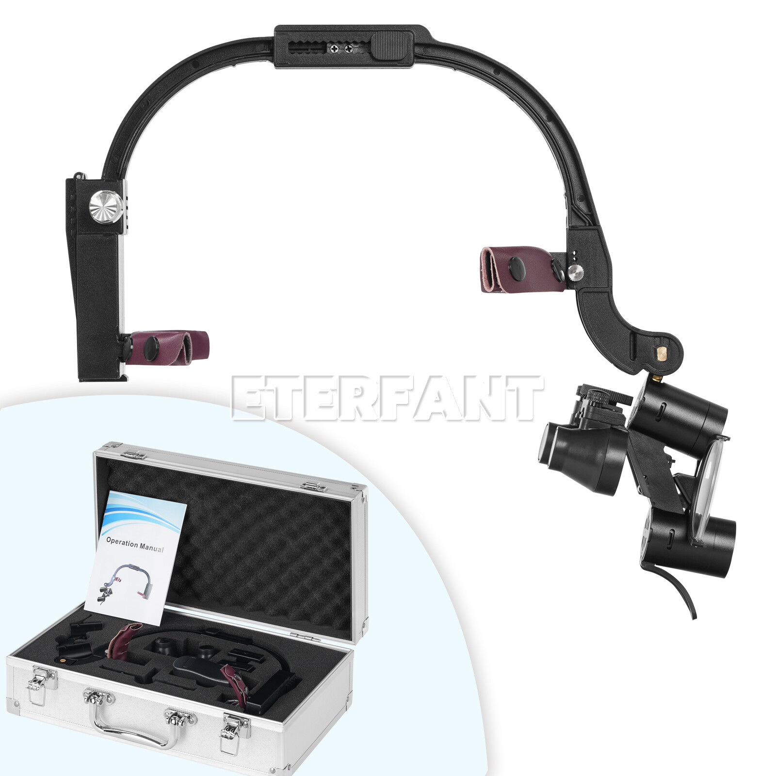 3.5X Dental Surgical Headband Binocular Loupes with 5W LED Head Light 2 Leds