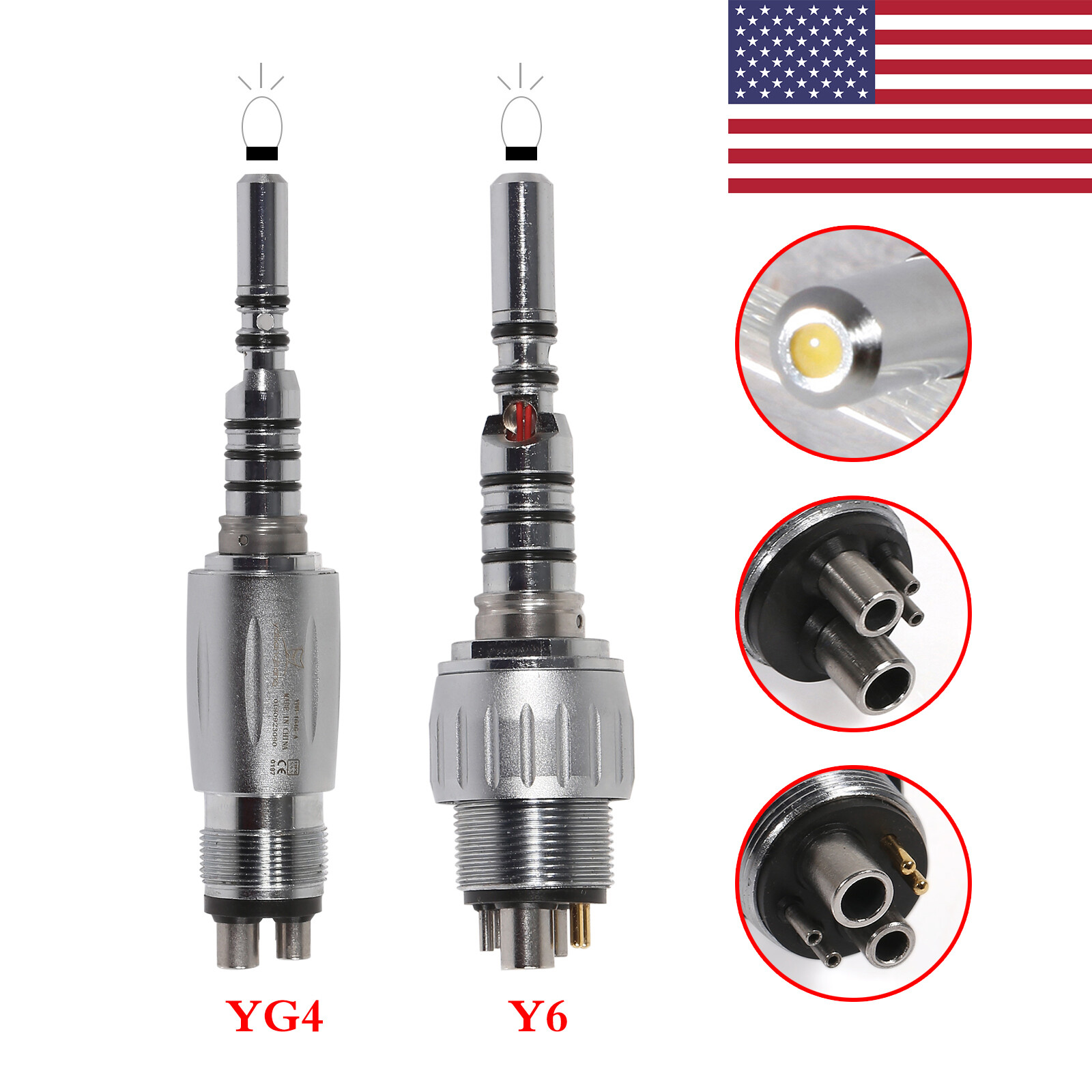 KAVO Style Dental Fiber Optic LED High Speed Handpiece / Quick Coupler 4/6 Holes