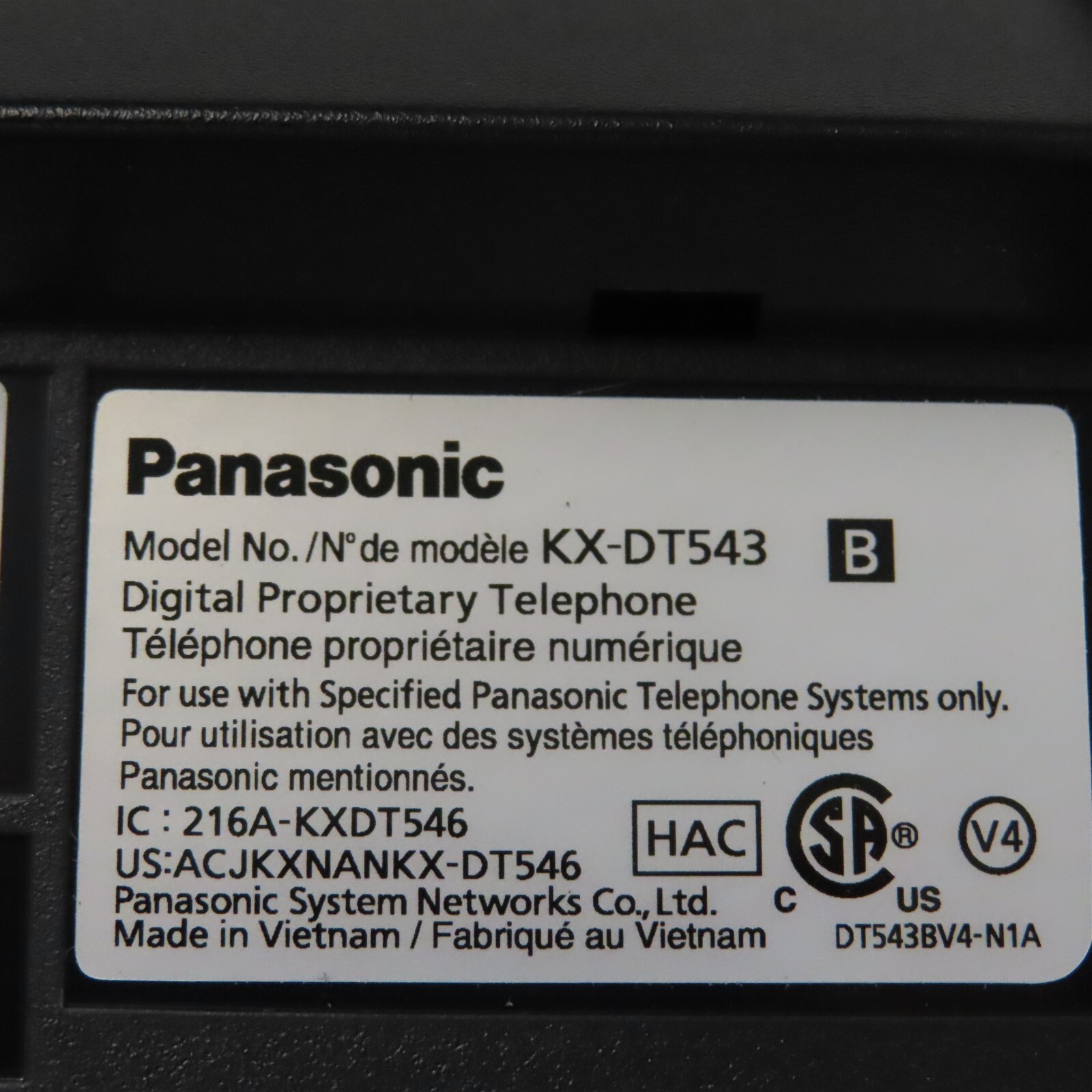Panasonic KX-DT543-B Black Digital Phone 3-Line Backlit LCD 24 Buttons KX-DT543