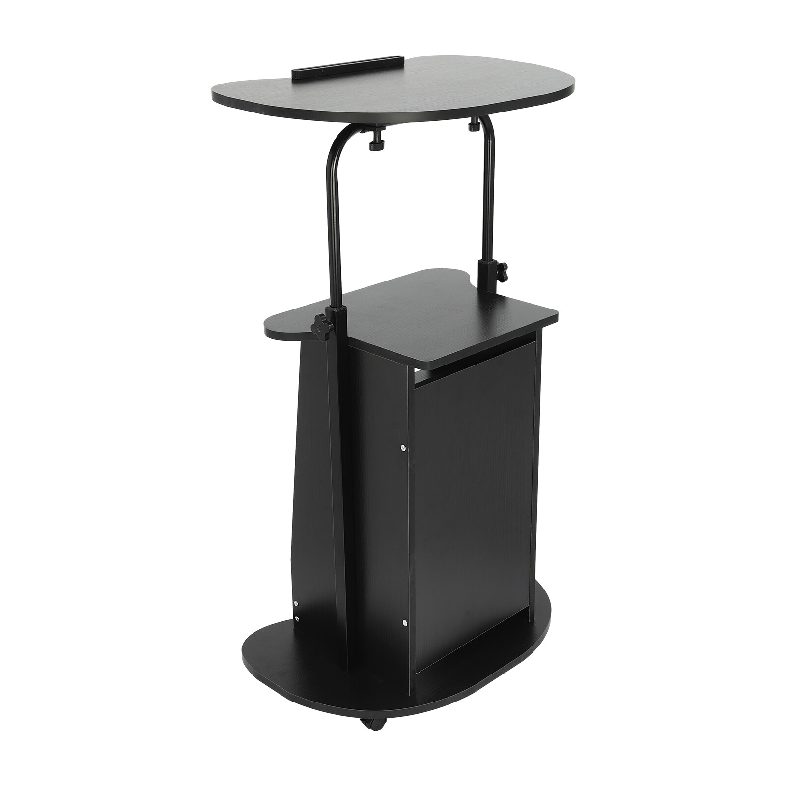 Black Sit-to-Stand Rolling Adjustable Storage Medical Laptop Computer Cart Desk