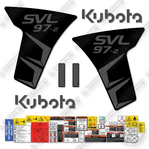 Fits Kubota SVL 97-2 Decal Kit Loader- Black & Dark Grey-7 YR OUTDOOR 3M VINYL!
