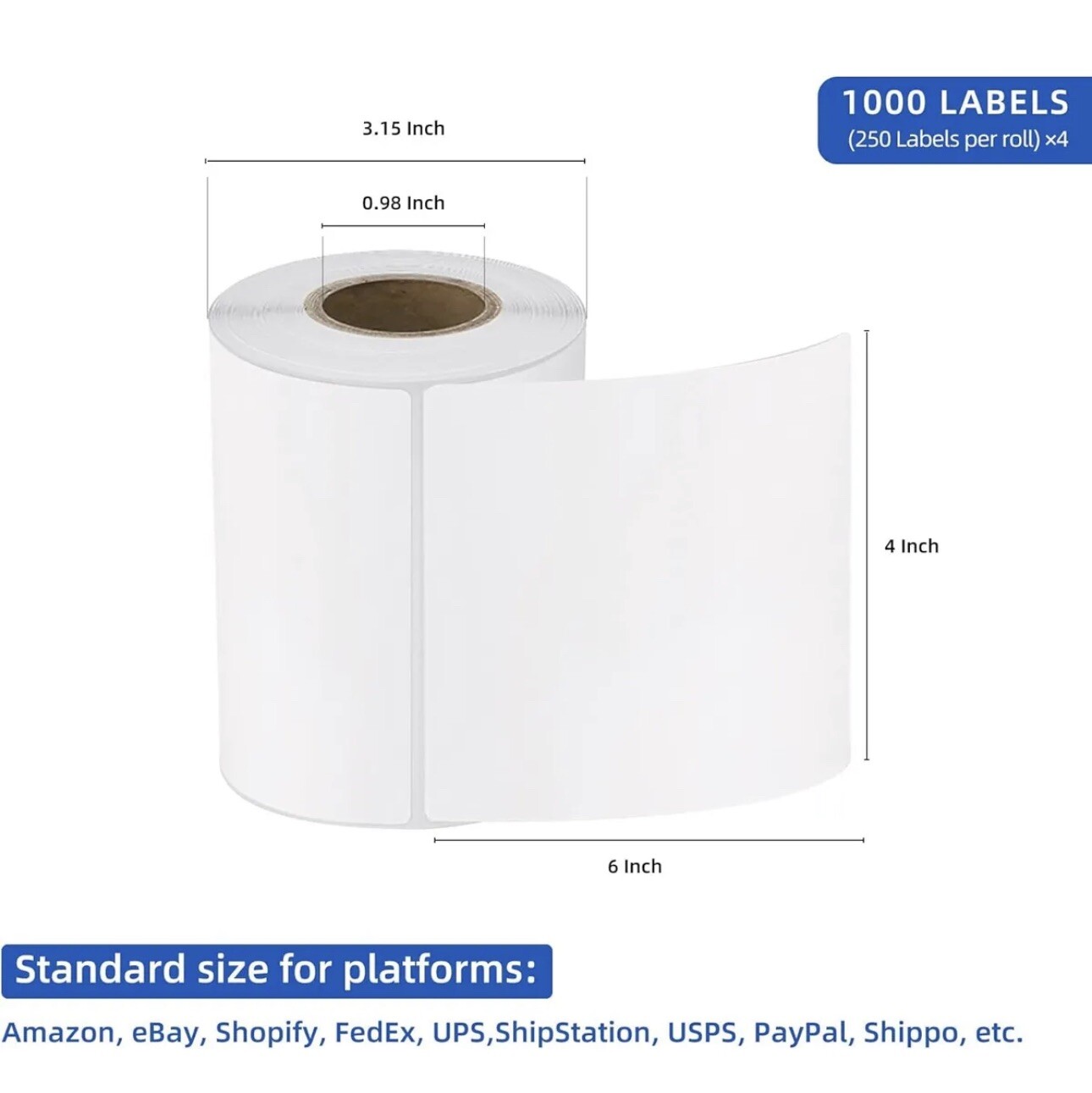 20 Rolls 4″ x 6″ Zebra 2844 Eltron ZP450 Direct Thermal Shipping Labels 250/roll