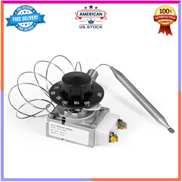 Deep Fryer Thermostat Kit 200–400°F | 1/4″ MPT Temp Control w/ Knob Switch
