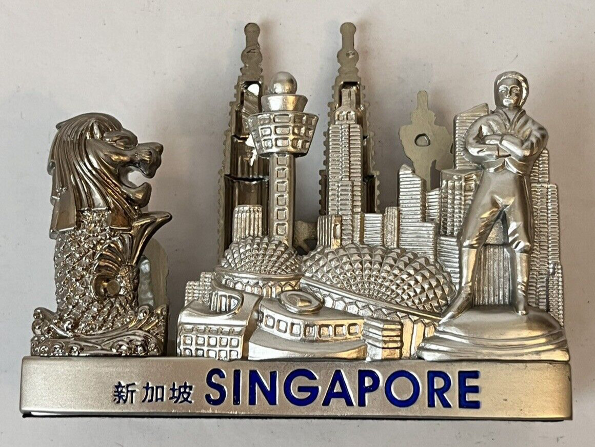Singapore Kuala Lumpur Malaysia Business Card Holder Silver Tone New