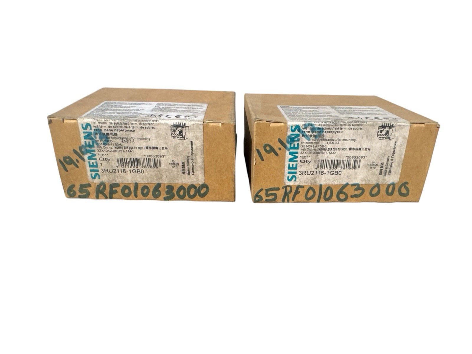 LOT 2 PCs SIEMENS 3RU2116-1GB0 OVERLOAD RELAY