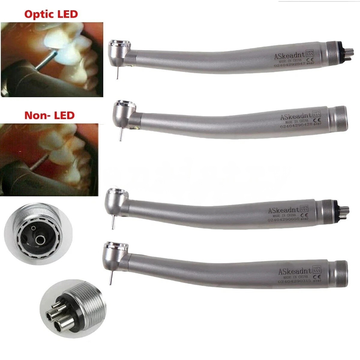 Dental (LED Optic E-generator) Denshine Handpiece High Speed Turbine 2/4Hole USA