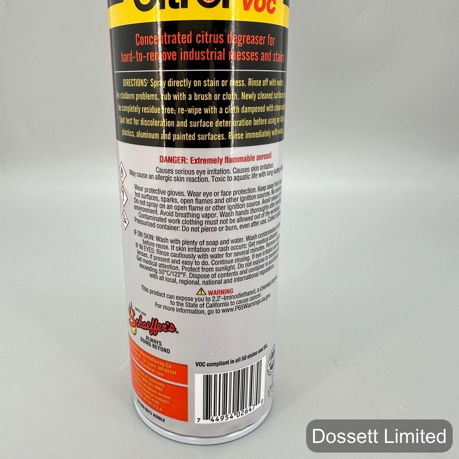 Schaeffer’s Citrol Low VOC Citrus Degreaser 16 Oz Aerosol Spray Can Cleaner