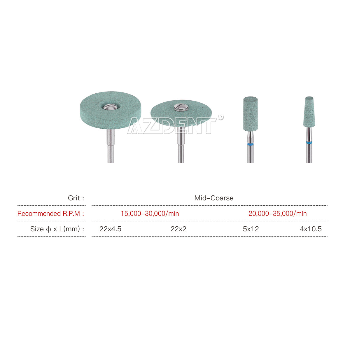 AZDENT Dental Lab Ceramic Diamond Burs HP/RA Polish Grinder Zirconia Porcelain