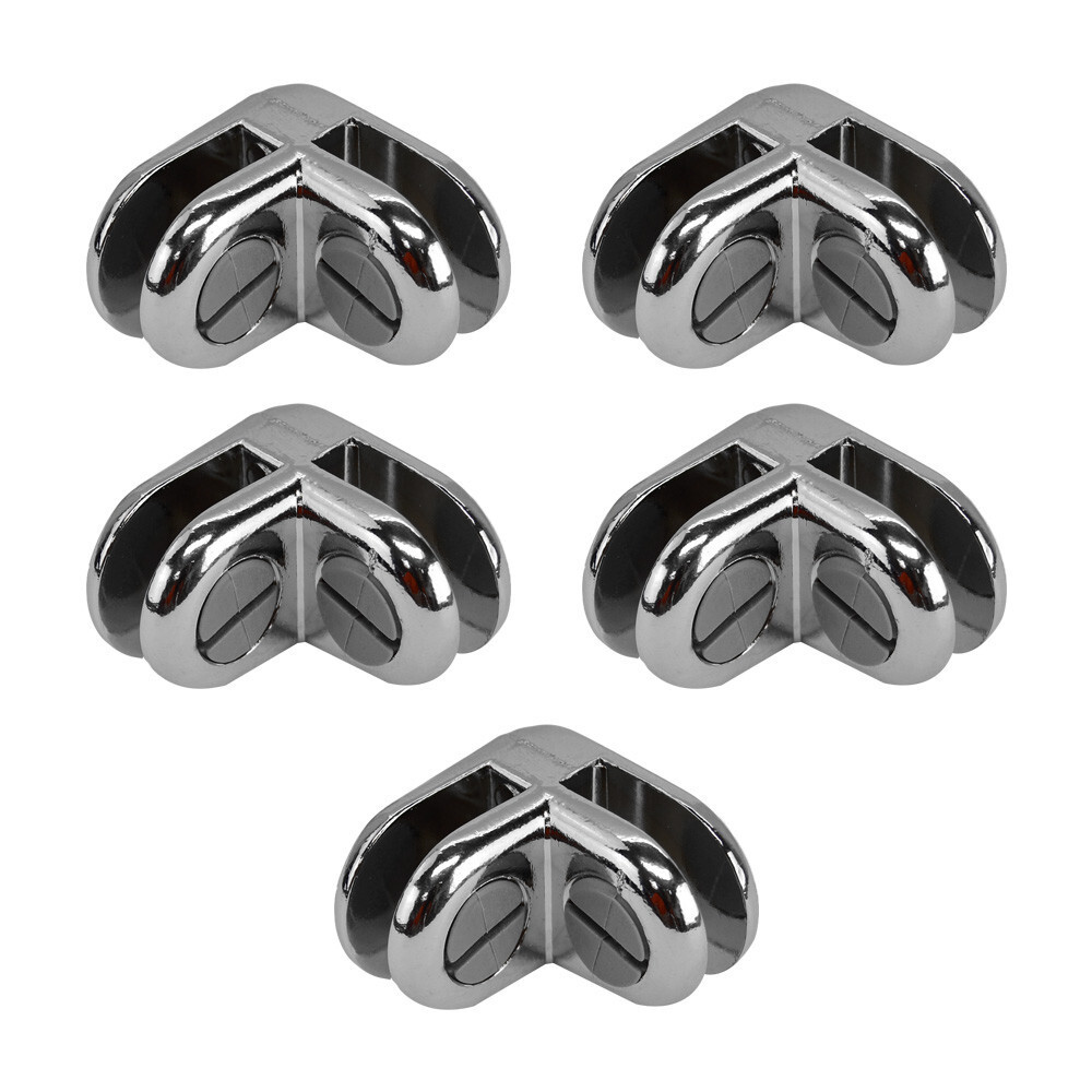20 PCS CHROME 2 Way Glass Cube Connector Clip 3/16″ Tempered Glass Shelf