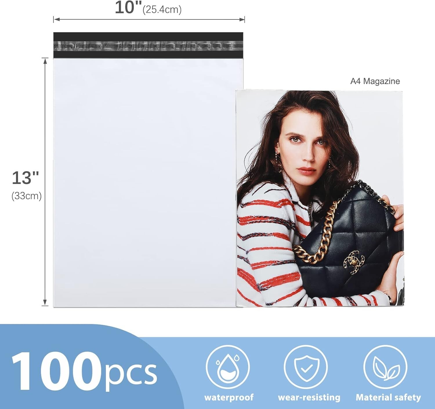 Small Poly Mailers Shipping Bags Envelopes Mailing Poly Bag 10×13″ 200 Pcs White
