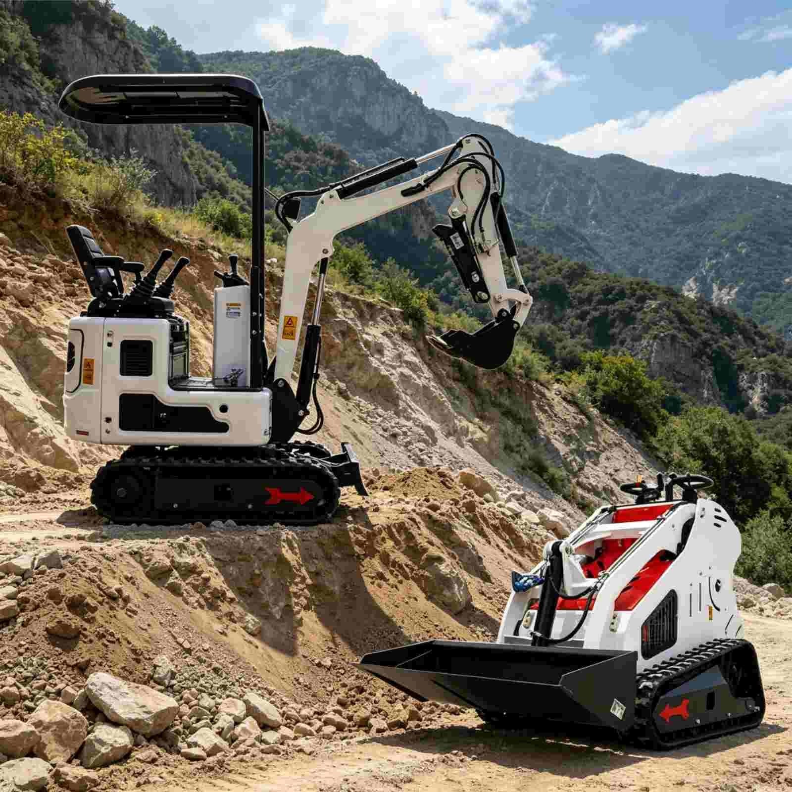 Upgraded 13.5HP Mini Skid Steer B&S Engine with 1Ton Mini Excavator 13.5HP B&S