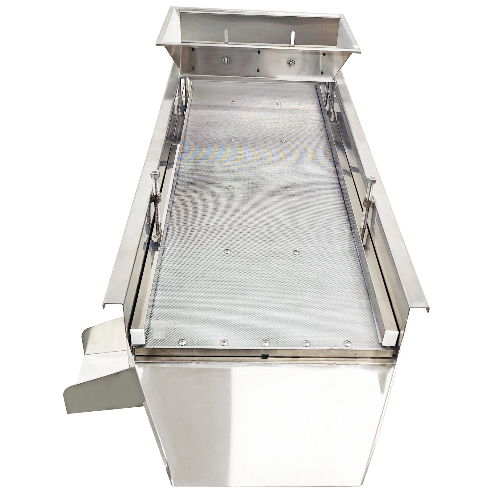 110V Linear Vibrating Screen Stainless Steel 3mm Hole 3000RPM Dual Motor