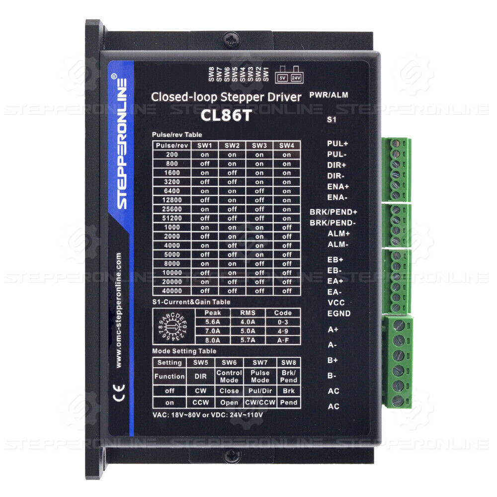9Nm Nema34 Closed Loop Servo Stepper Motor 1275oz.in +Hybrid Servo Driver CL86T