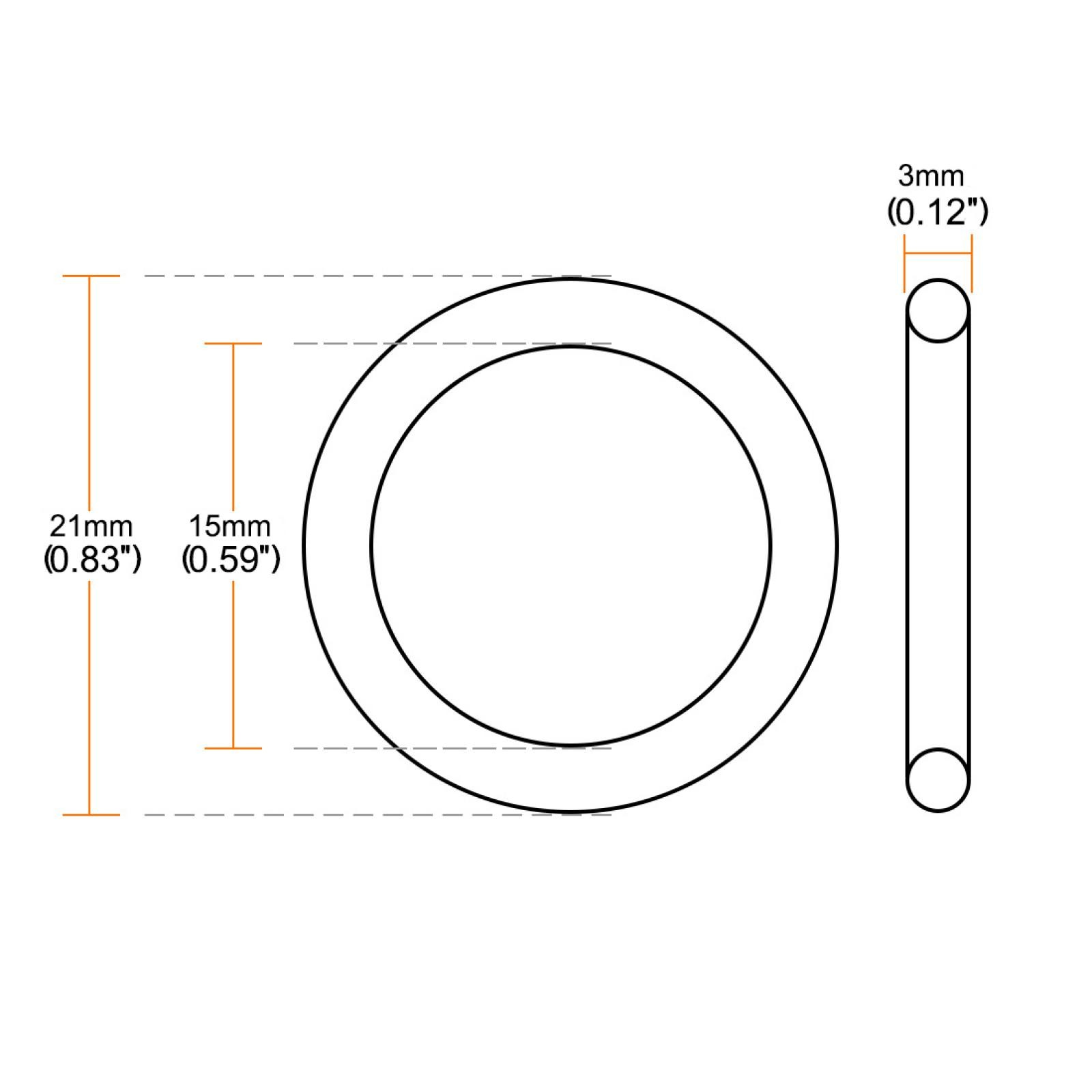 20 Pc Black Silicone O Ring Seal Washers 21mm x 15mm x 3mm