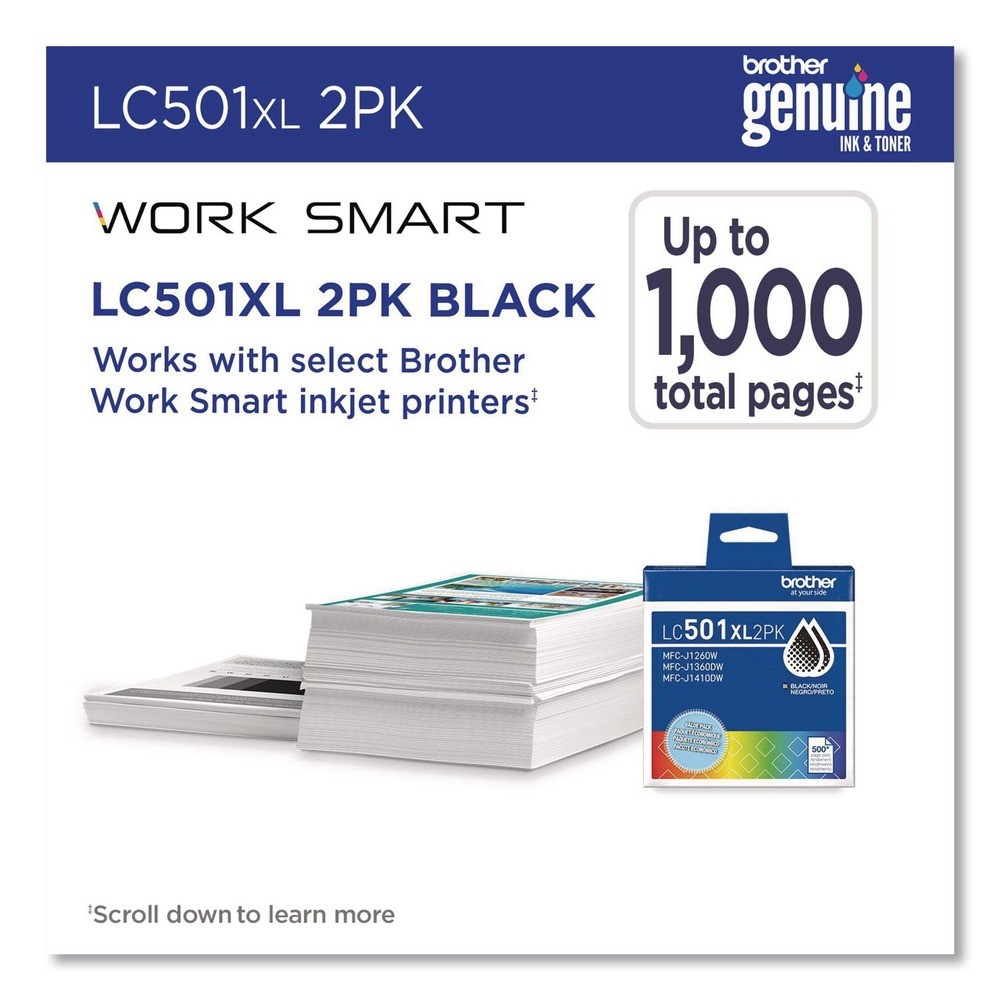Brother LC501XL2PKS 500 Page-Yield High-Yield Ink – Black (2/PK) New