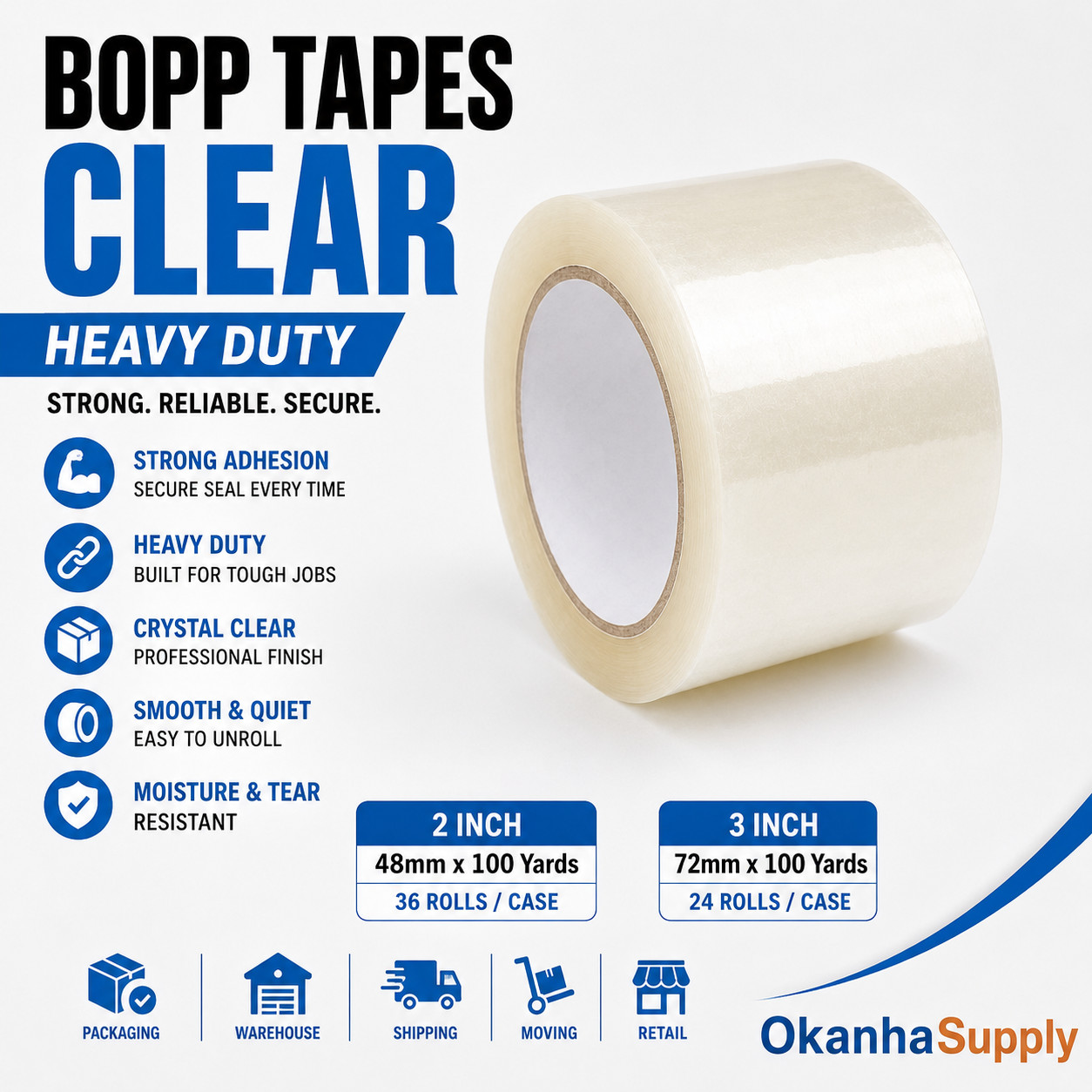 36 Rolls Clear Packing Tape 2 Inch x 110 Yards Heavy Duty Moving Shipping Tape
