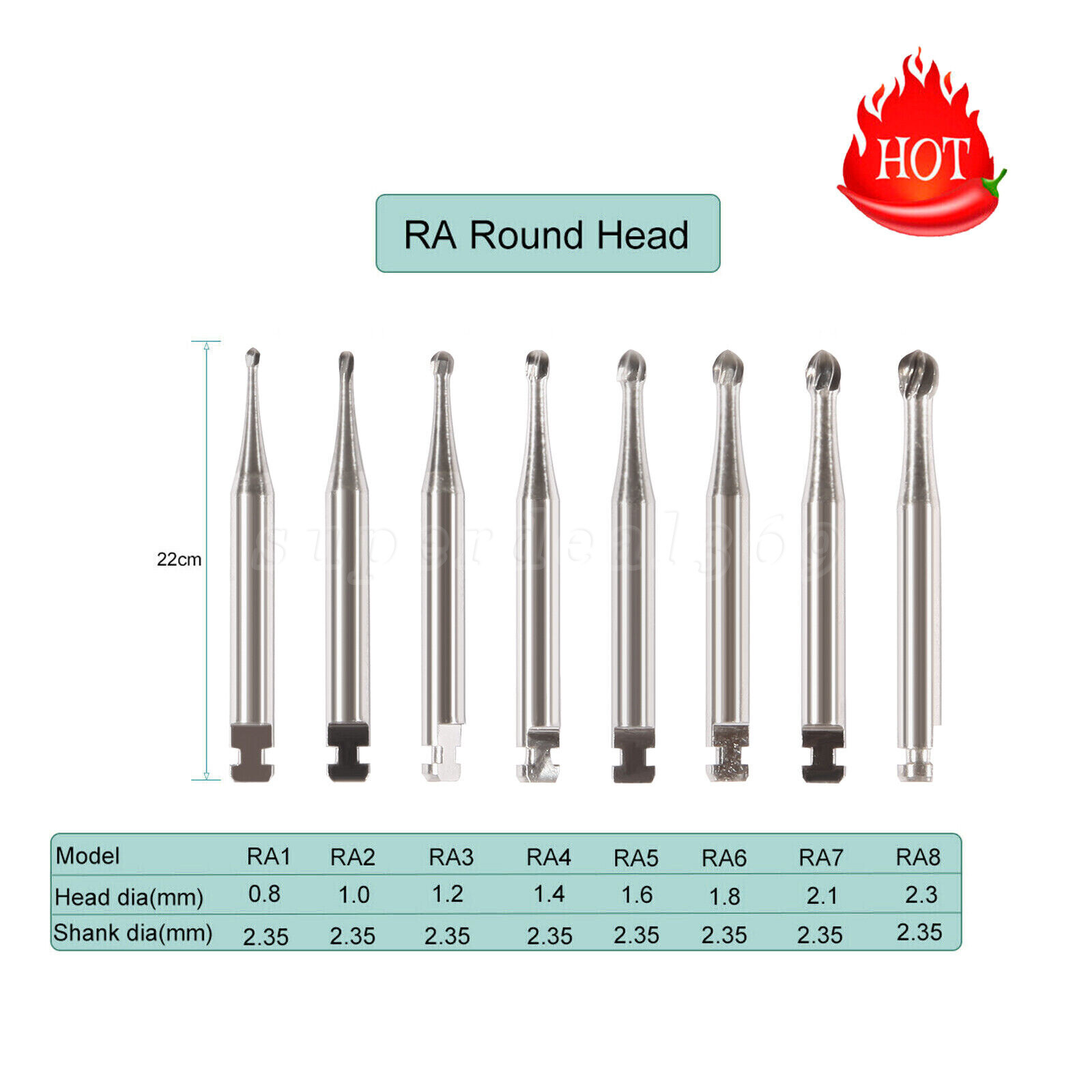 Dental Round Carbide Bur for Slow Speed Latch Type Handpiece RA 1# – 8# Burs