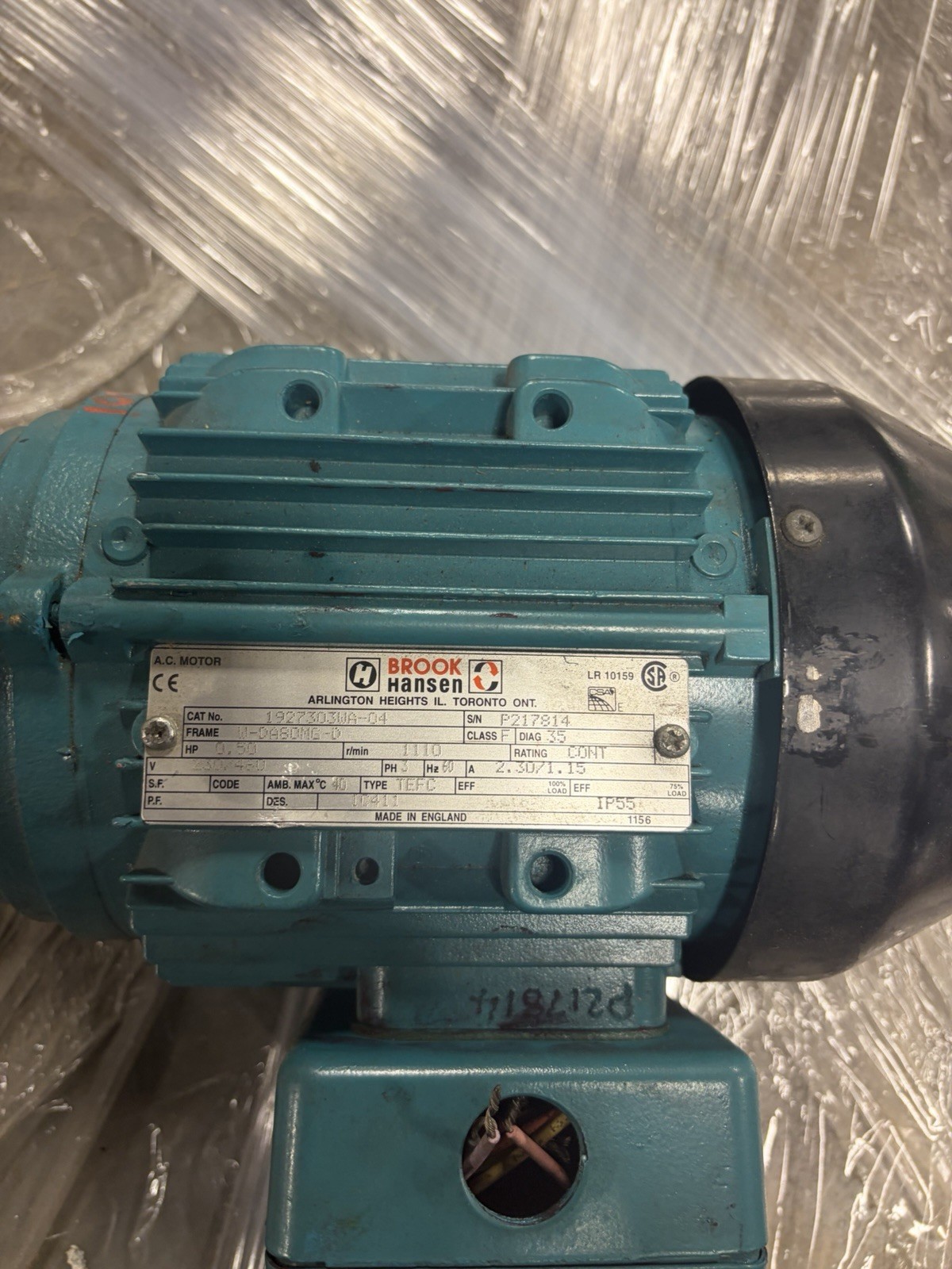 Brook Hansen 0.18 695rpm 8 Pole low speed 3 PHASE AC Induction Motor W-DA80MG-D