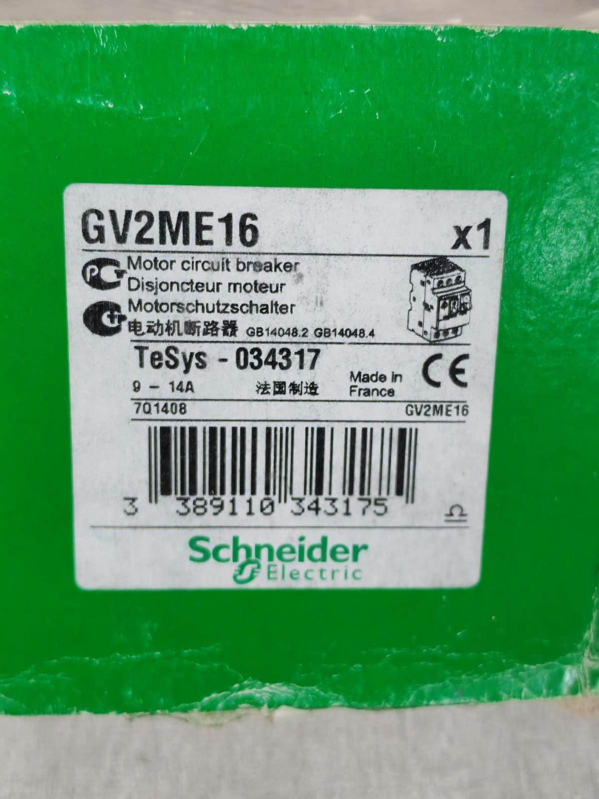 LOT 2PCS SCHNEIDER ELECTRIC GV2ME16 MOTOR CIRCUIT BREAKER